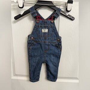 OshKosh B’gosh Denim Overalls 6M Classic Baby Blue Jean Overalls flannel lined